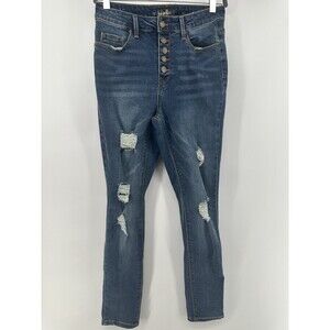 Indigo Rein Women's Distressed Curvy Denim Blue Jeans Size 9